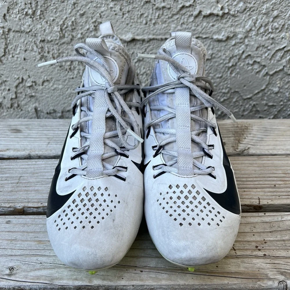 Nike Shoes Men Size 8 Alpha 6 Huarache Elite‎ LAX White Mid Lacrosse Cleats